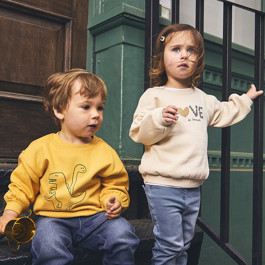 Fleece sweatshirt oversized met fantasieprint voor baby jongen 