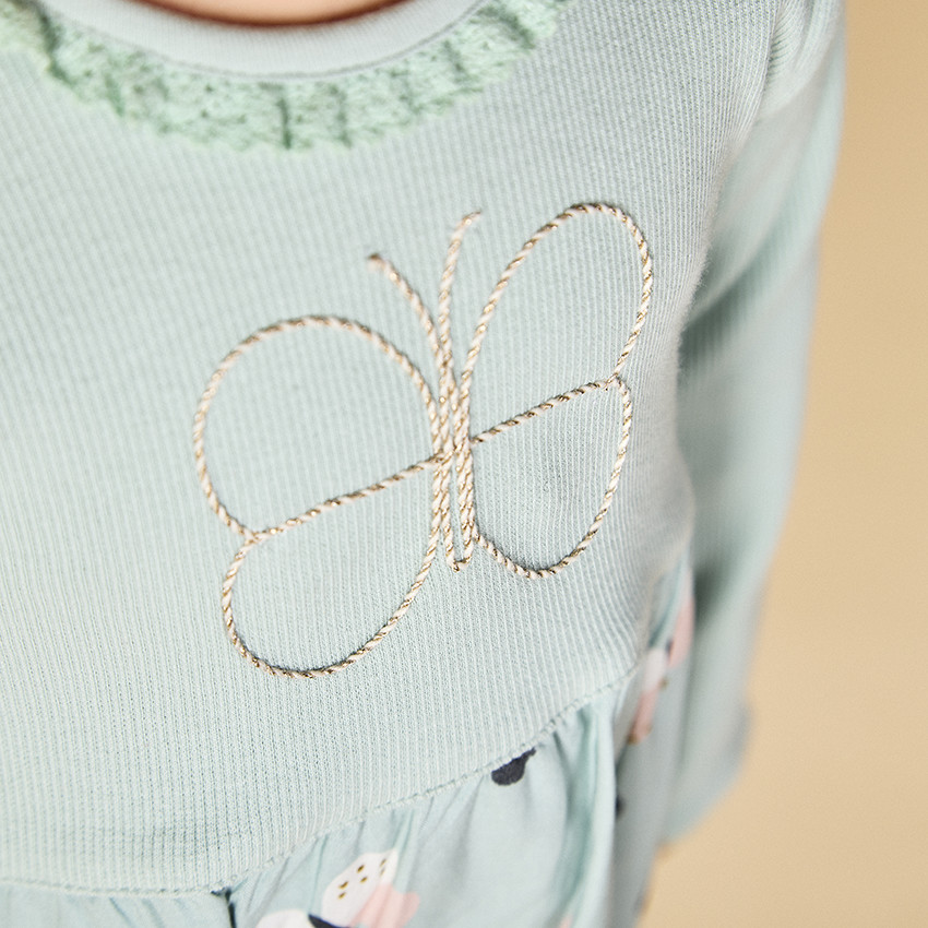 Robe effet  2 en 1 imprimé papillons pour bébé fille 