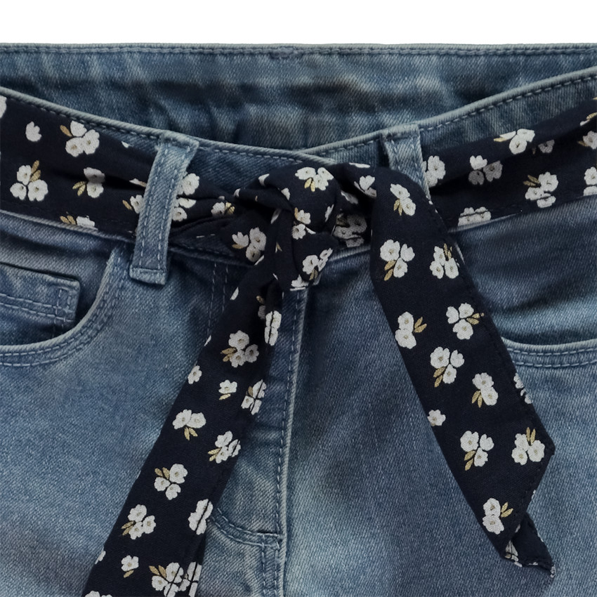 Slimme jeans in denim met een fantasie halsdoek voor meisjes 