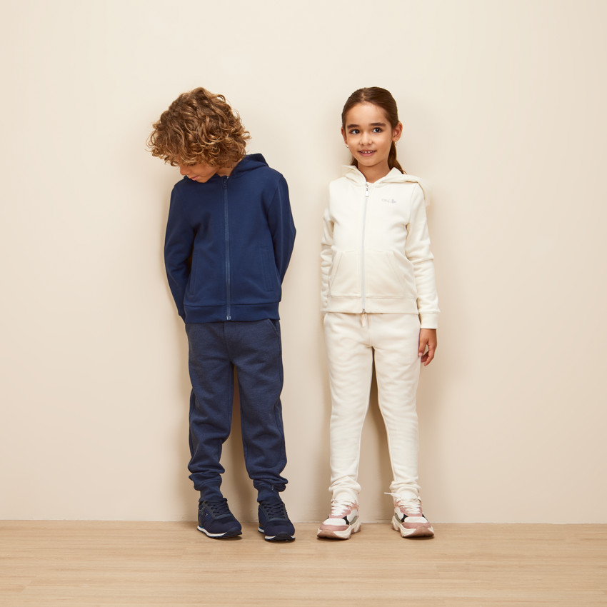 Gilet met kap in fleece en geborduurd voor meisjes 