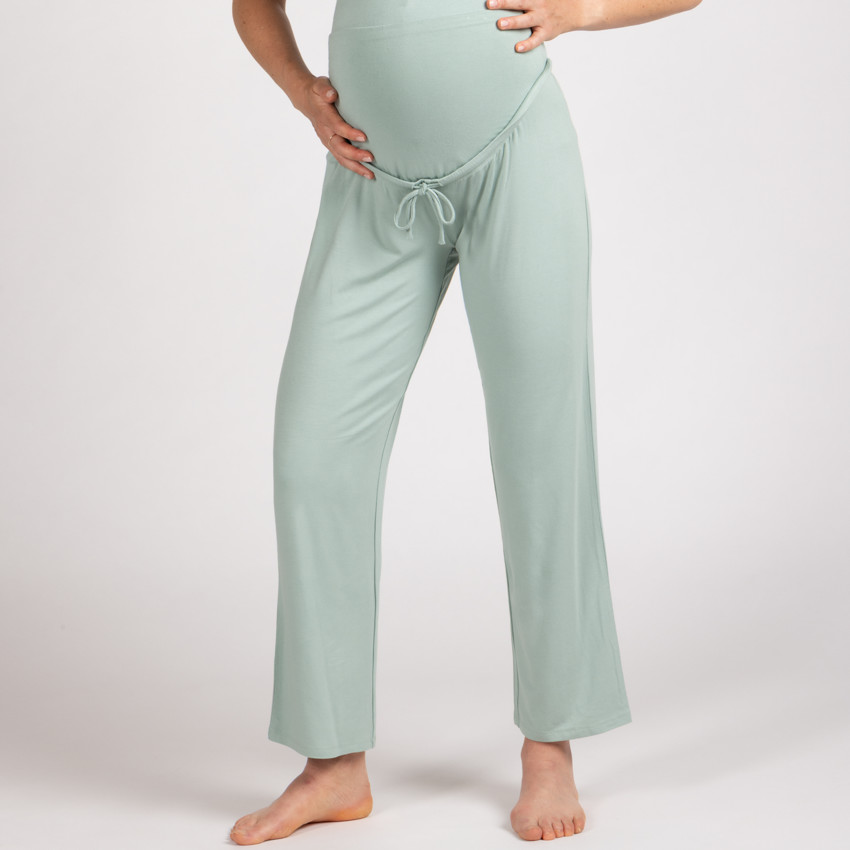 Pantalon de pyjama de grossesse uni avec bandeau haut 