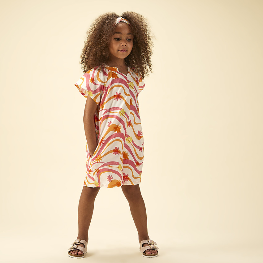 Ruimvallende jumpsuit met zakken en fantasieprint voor meisjes 