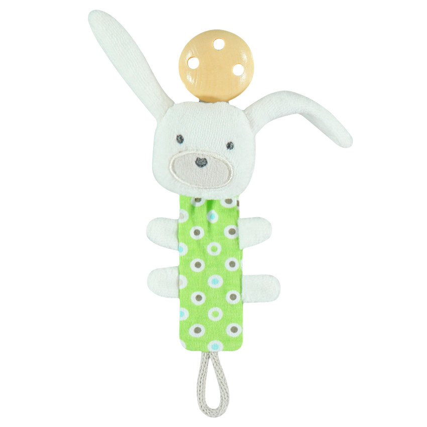 Attache-tétine lapin en velours 