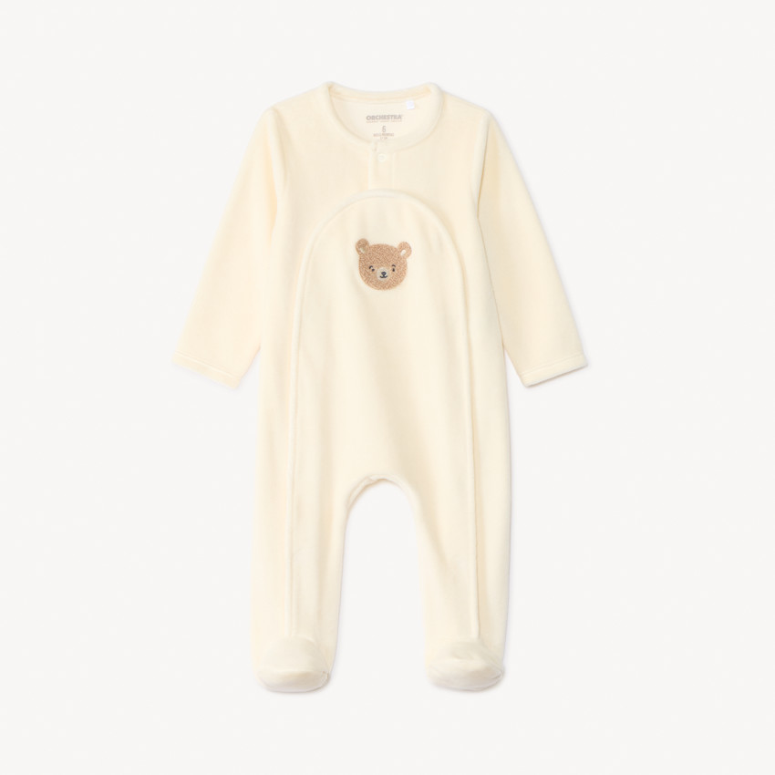 Dors-bien en velours avec patch bouclettes ourson pour bébé 