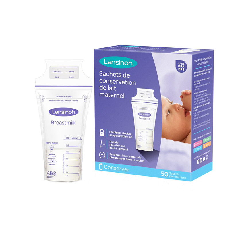 Lot de 50 sachets de conservation du lait maternel pré-stérilisés 180 ml 