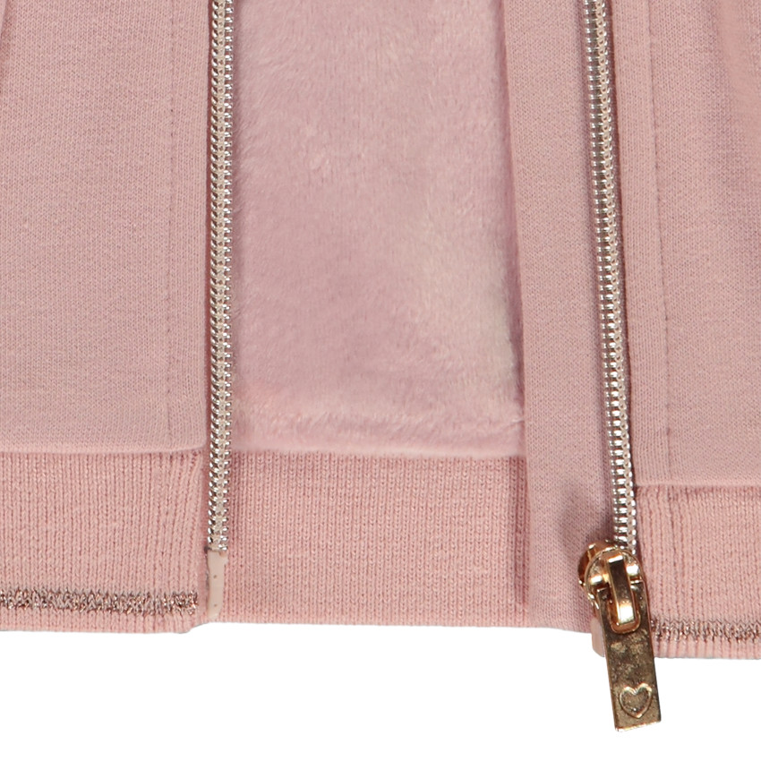 Vest met lange mouwen in fleece met hartvormige kangoeroezak meisjes 