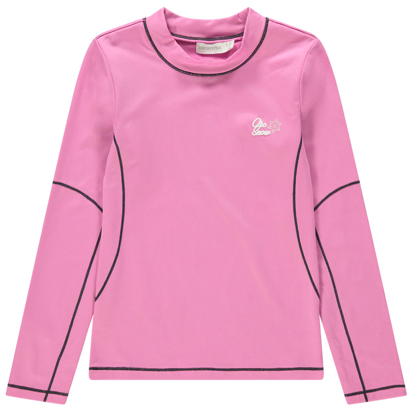 Sous-pull de ski rose à col cheminée 