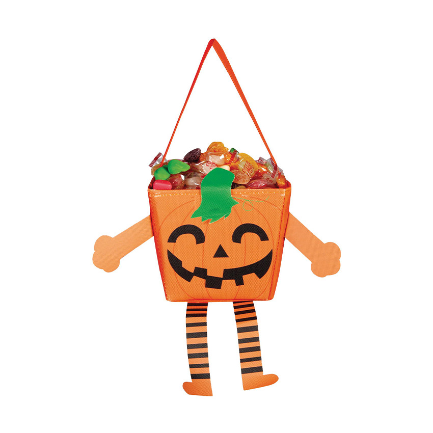 Sac porte-bonbons Citrouille avec bras et jambes orange 