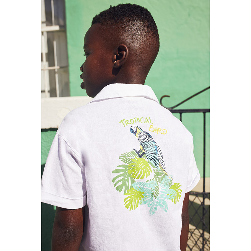 Chemise manches courtes print tropical pour garçon 