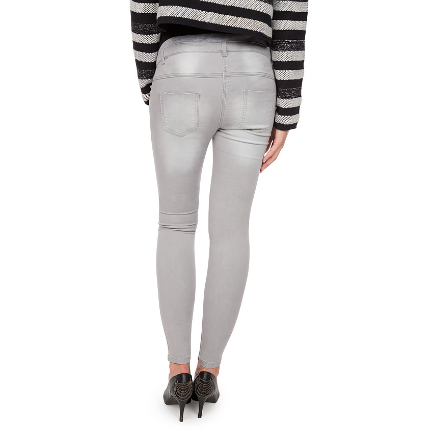 Jeans en molleton effet used à bandeau haut 