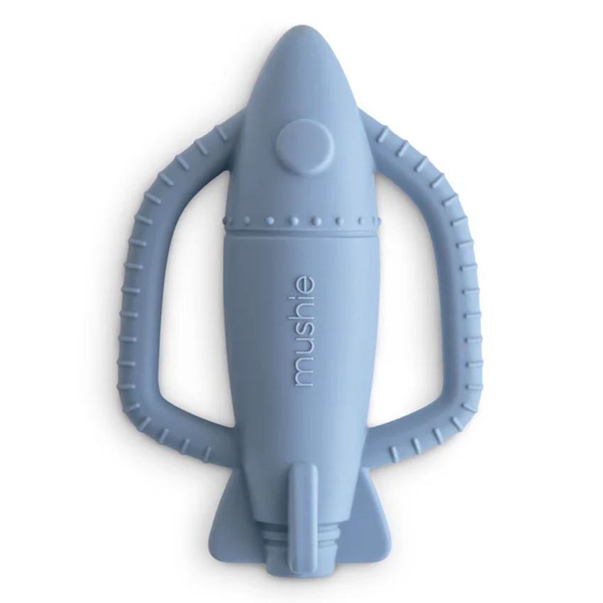 Anneau de dentition hochet silicone Rocket Bleu 