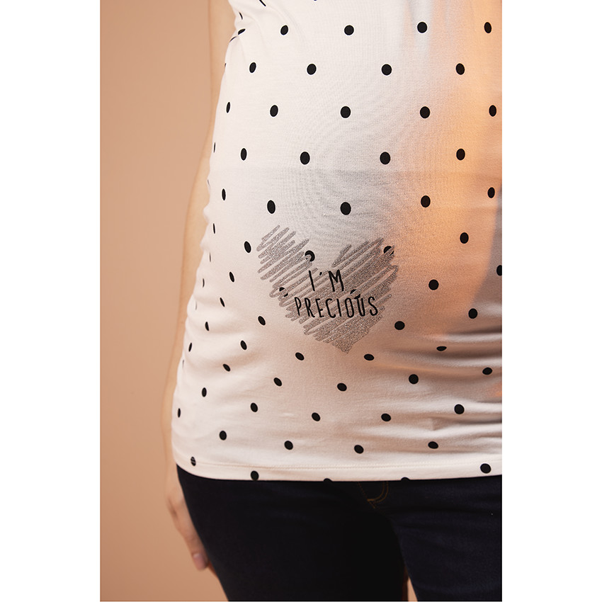 T-shirt de grossesse manches courtes en jersey imprimé pois 