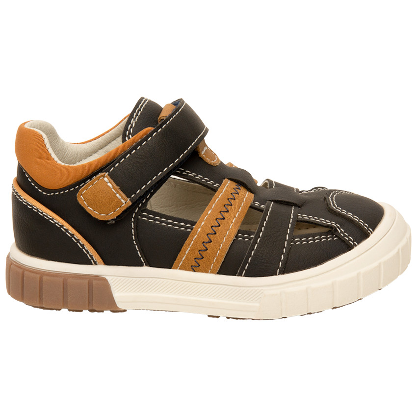 Sneakers met perforaties en leder effect met klittenband voor babyjongen 