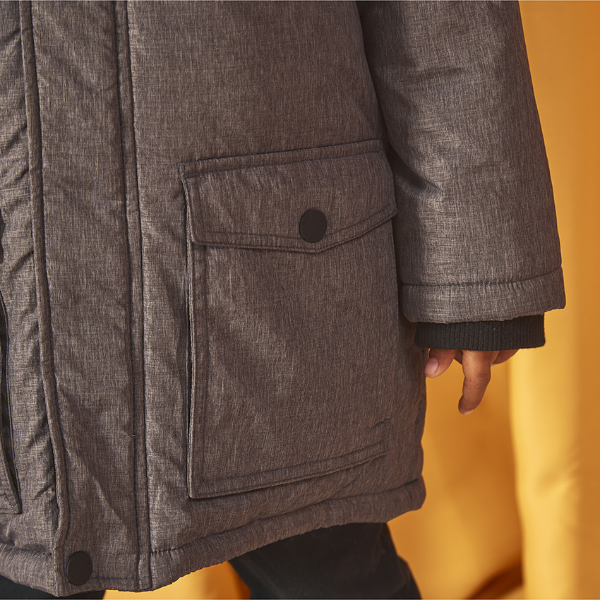 Parka voor extreme kou waterafstotend met kap in polyamide voor jongens 