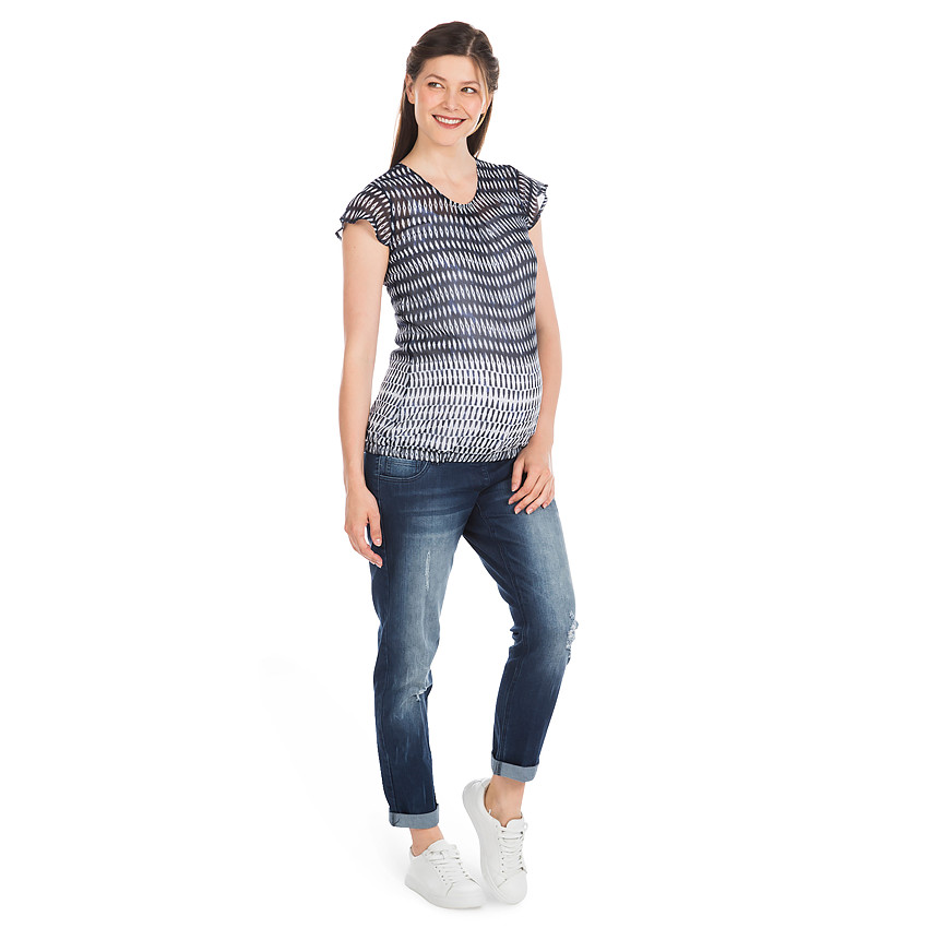 Topje korte mouwen voor tijdens de zwangerschap in voile met motif 