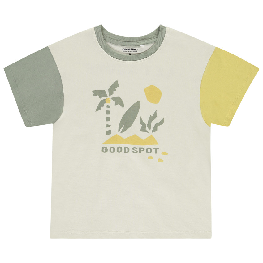 Korte mouwen T-shirt met colour block effect voor jongen 