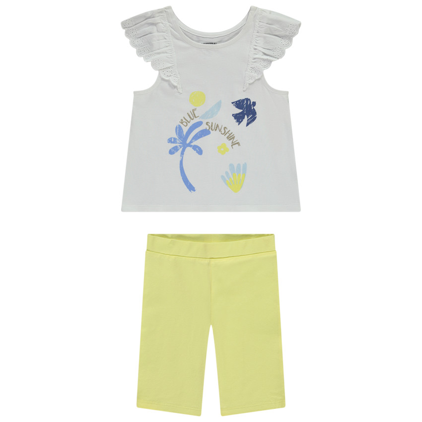 Tweedelige set met fantasie tanktop met Engels borduursel voor meisjes 