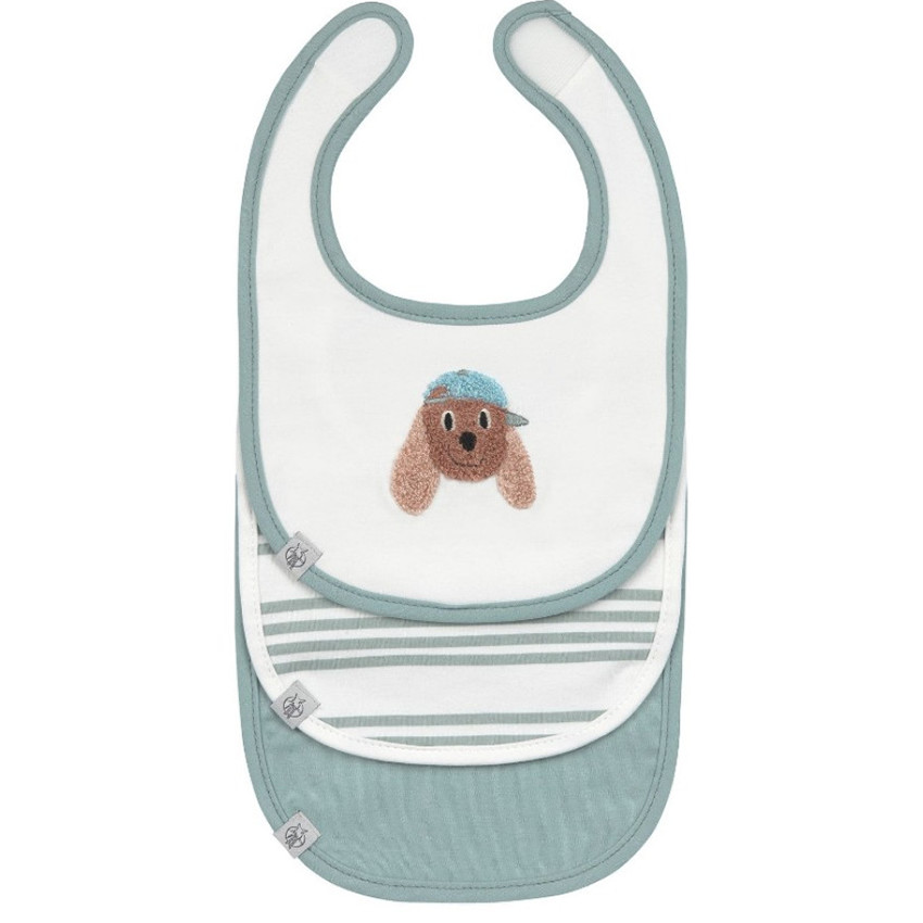 Lot de 3 bavoirs naissance Tiny Team Dog 