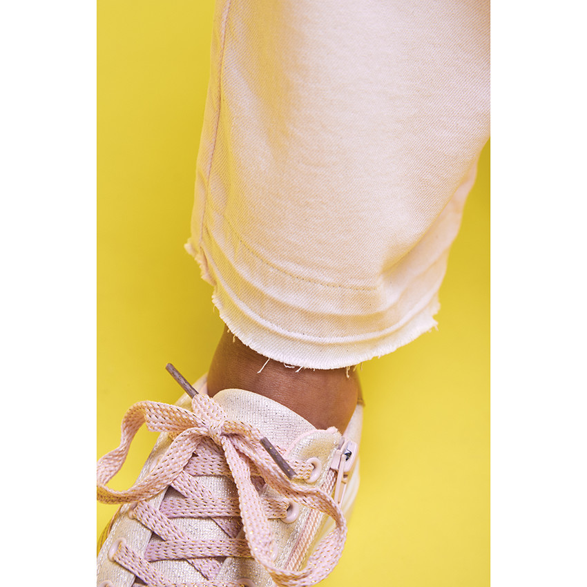 Pantalon large en denim avec ceinture effet tressé pour fille 