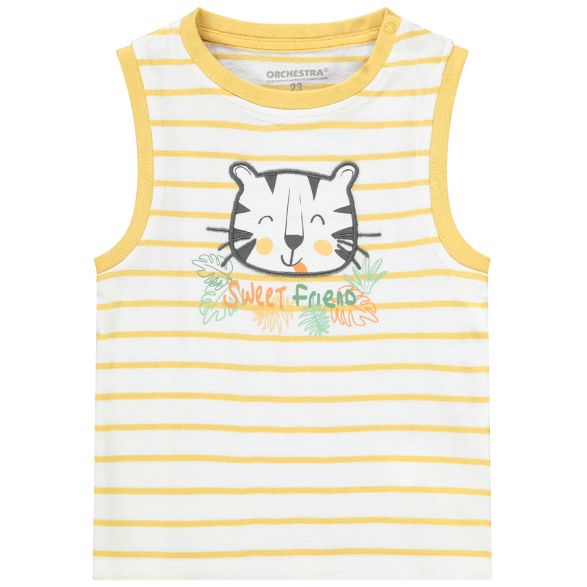 Gestreepte tanktop met tijgerpatch voor baby jongen 