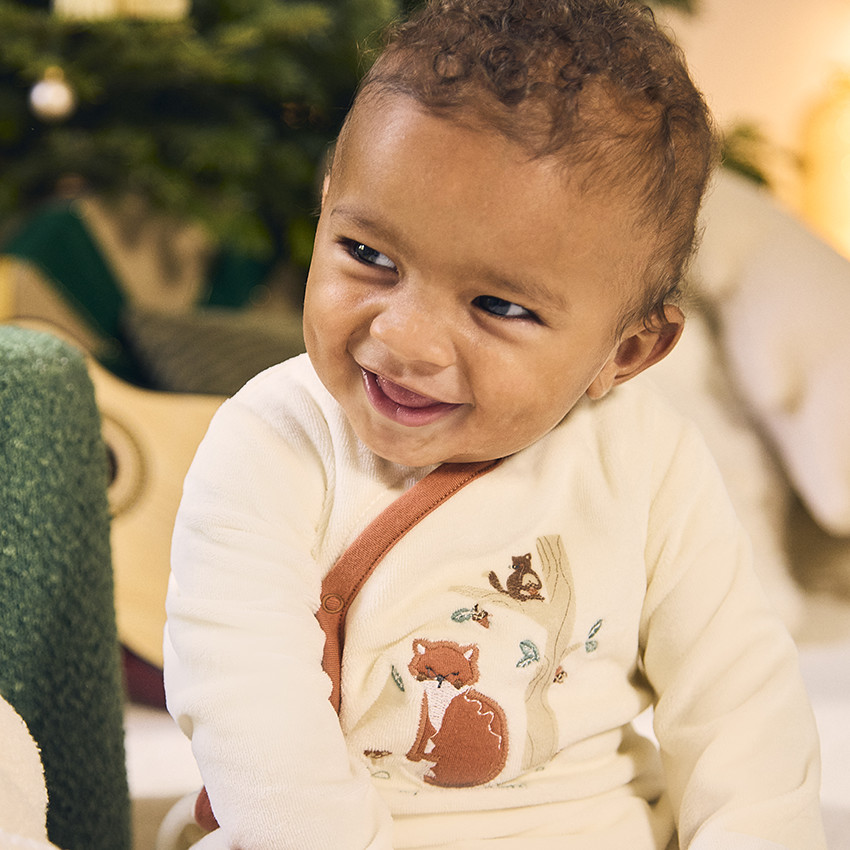 Dors-bien en velours + doudou renard assorti avec ouvertures différentes selon l'âge 