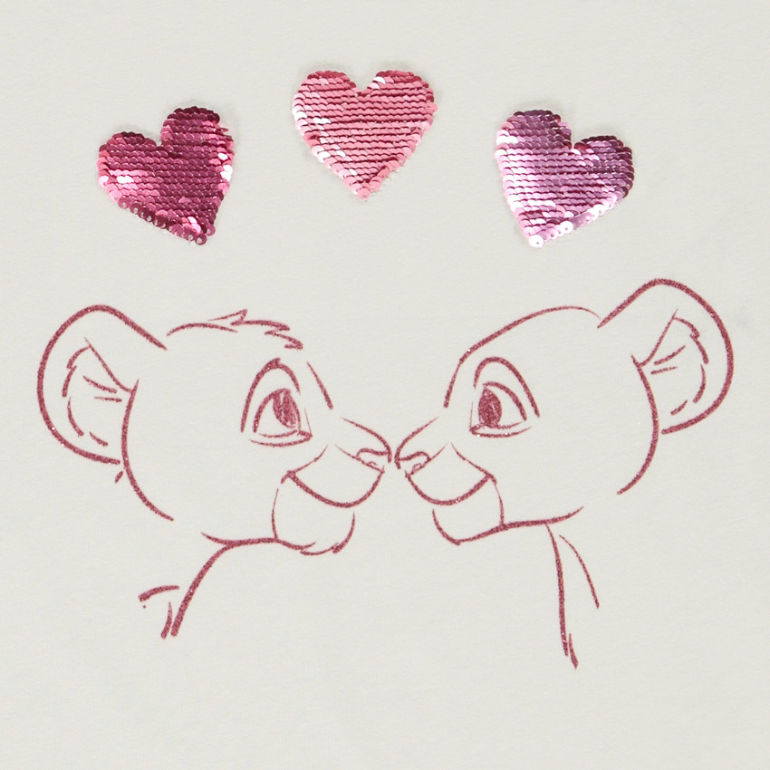 T-shirt korte mouwen Disney De Leeuwenkoning met magische pailletten voor meisjes 