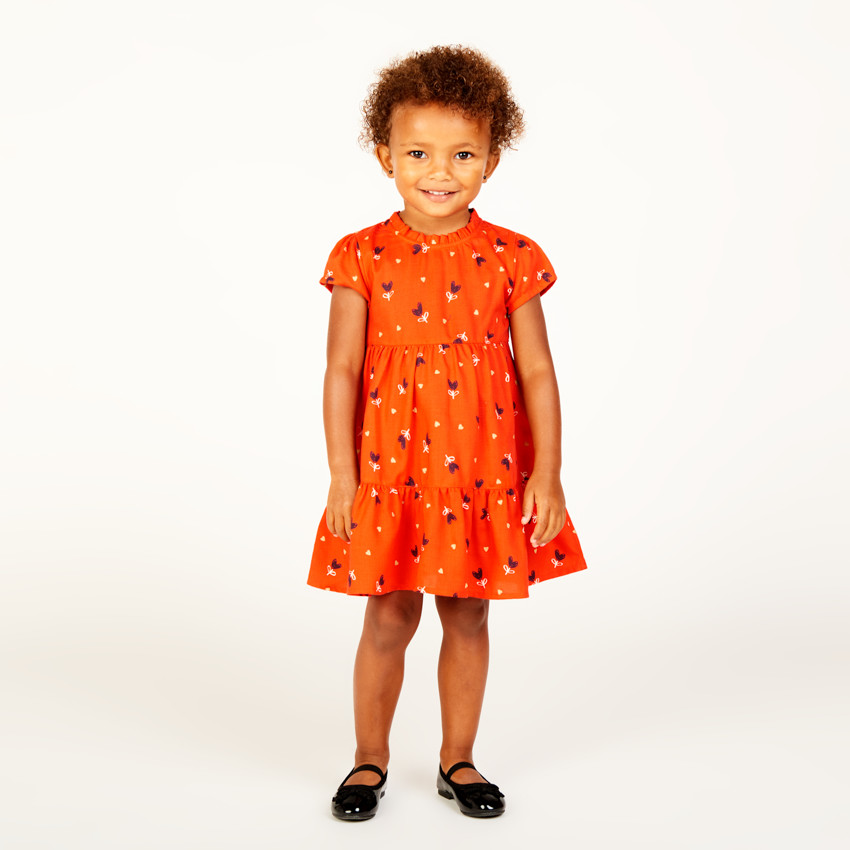 Robe manches courtes imprimé cœurs pour bébé fille 