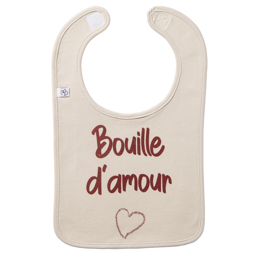 Bavoir "Bouille d'amour" - Sable 