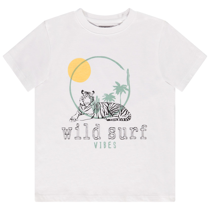 T-shirt met korte mouwen in jersey met fantasieprint voor jongens 