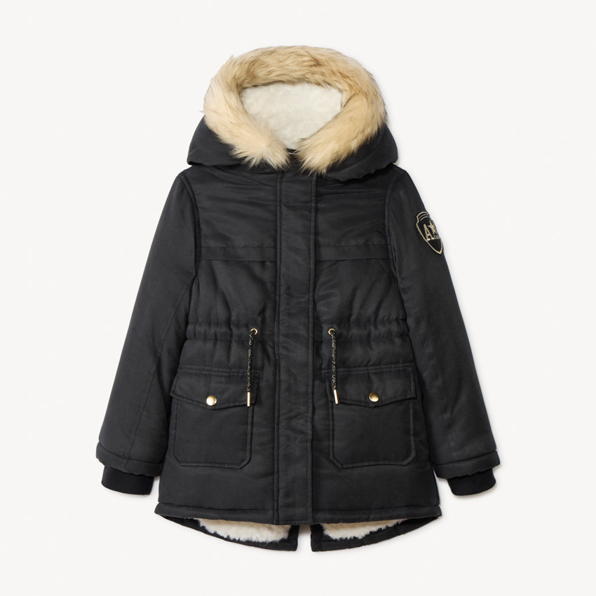 Parka déperlante à capuche effet fourrure pour fille 