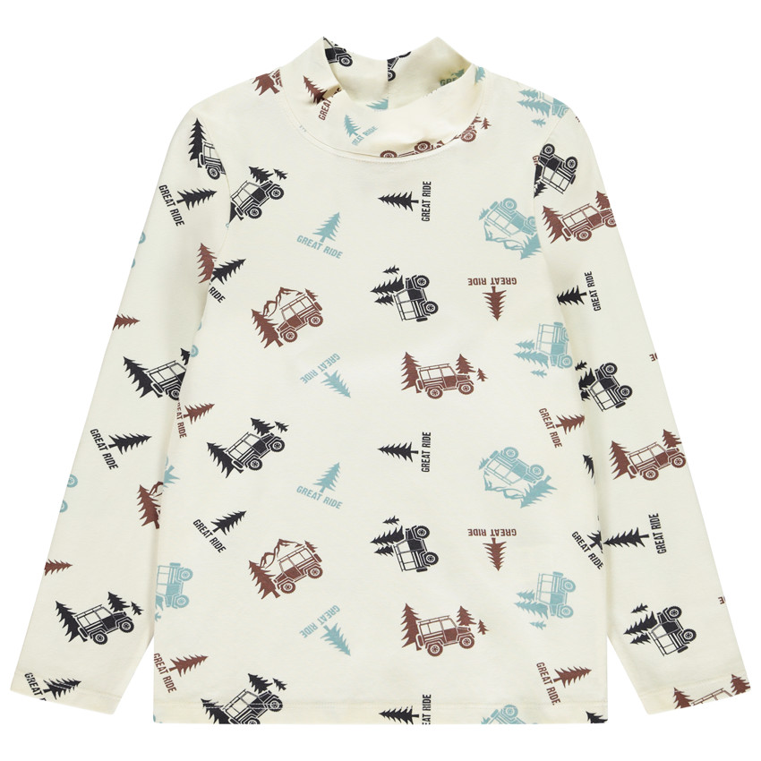 Sous-pull imprimé pick-up fantaisie + col cheminé pour garçon 
