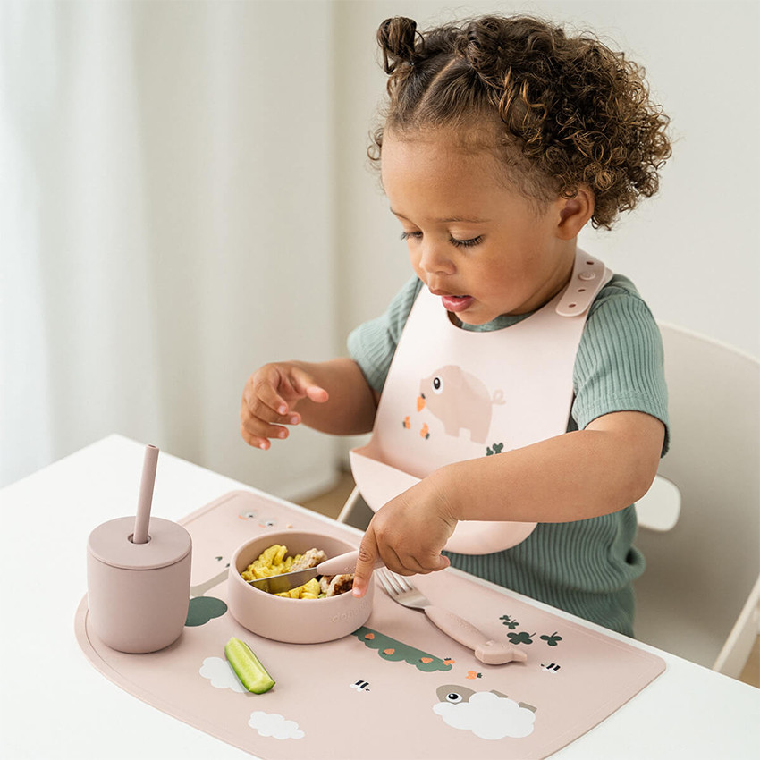Set de 2 bols en silicone Pigee Roze 