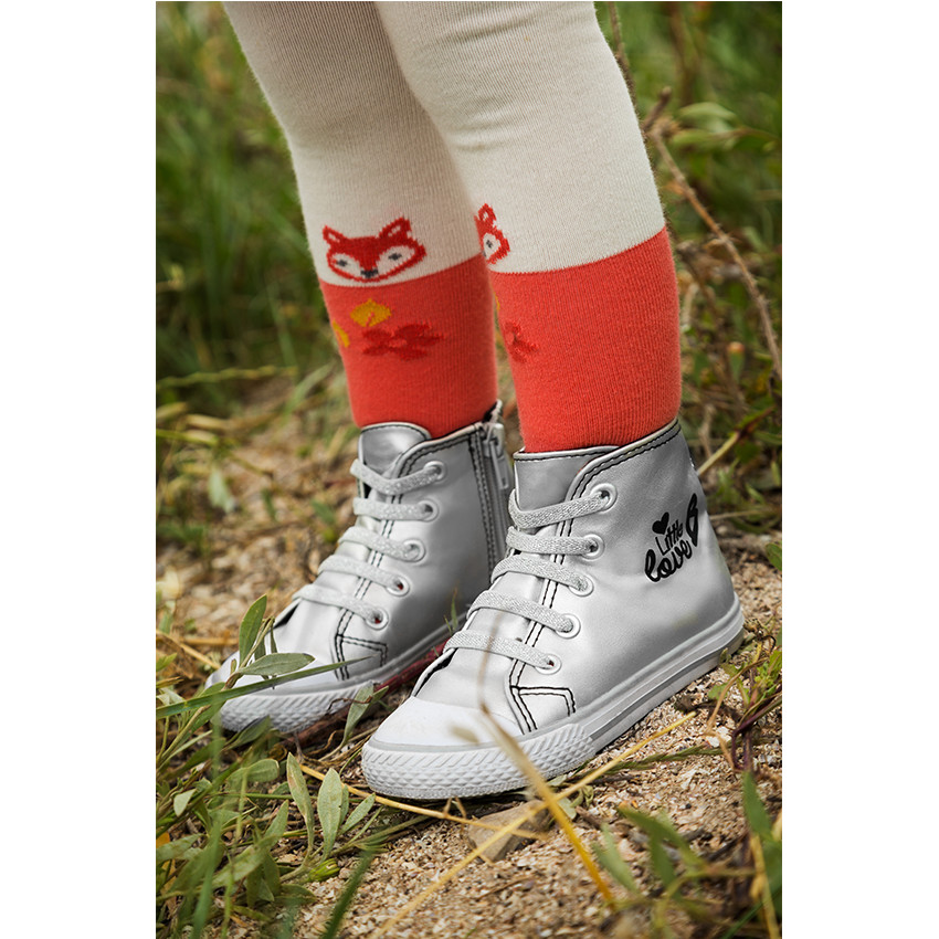 Baskets montantes à zip et lacet pailleté avec bande paillettes 