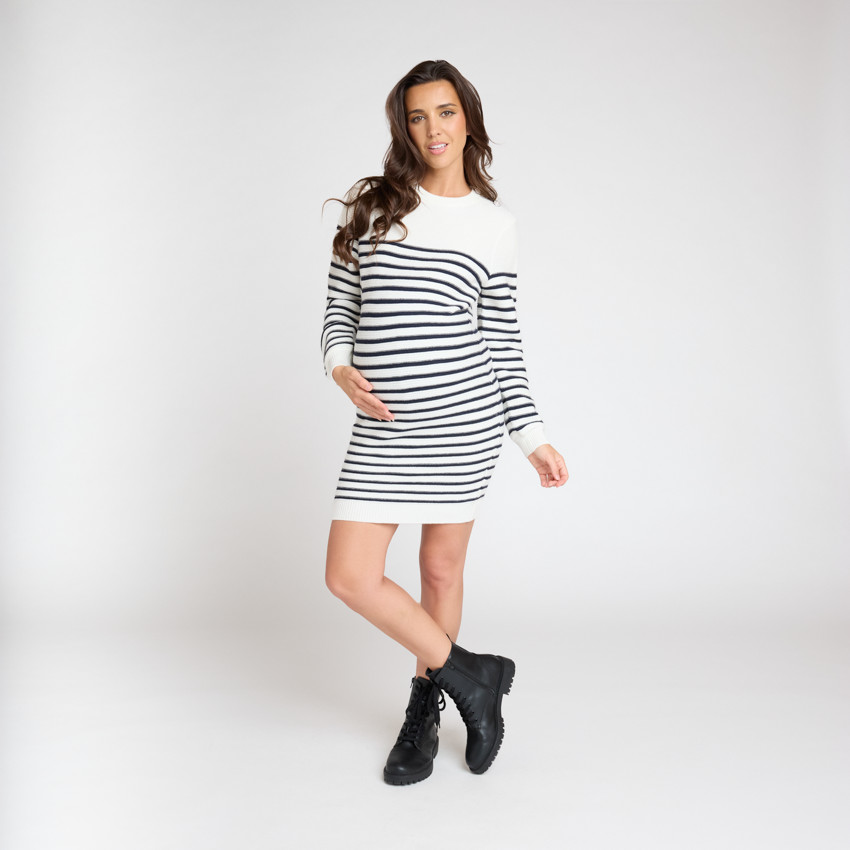 Gebreide marinière jurk voor vrouwen 