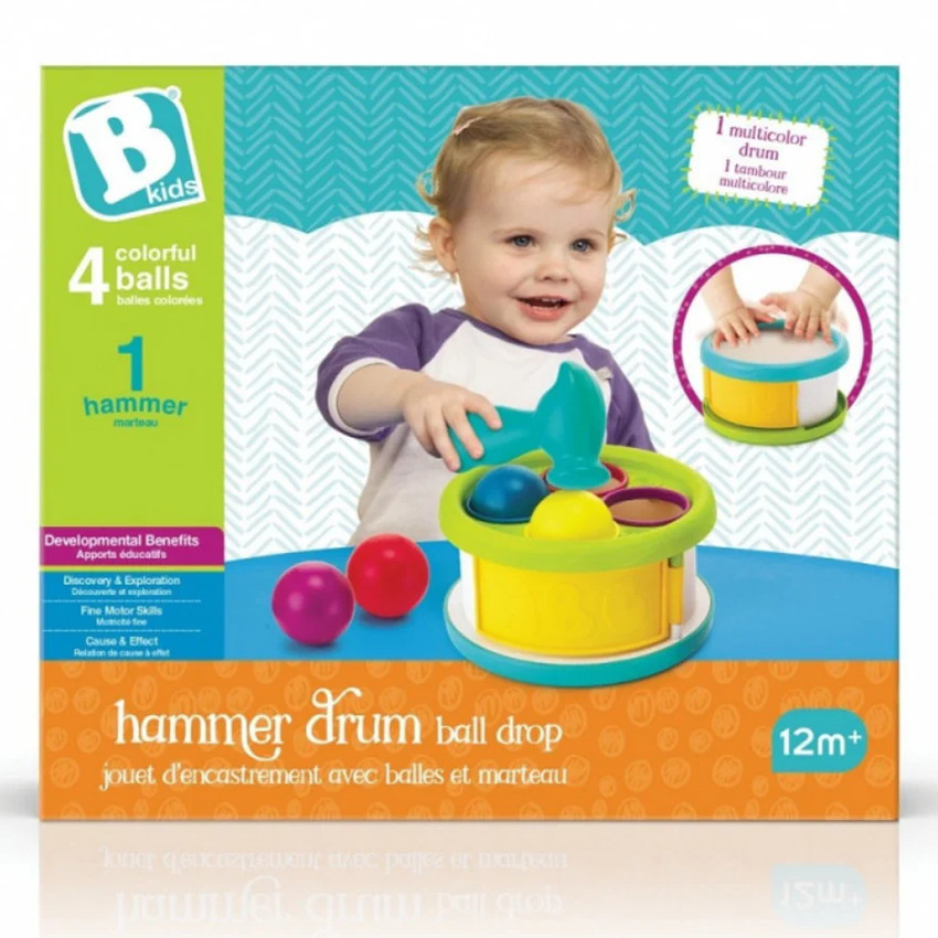 Tambour 2-en-1 avec marteau éveil musical 