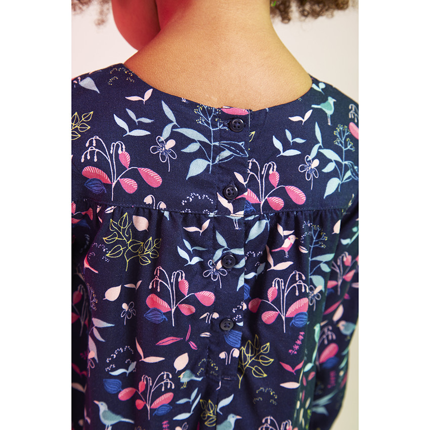 Robe manches longues en voile de viscose imprimé fleuri pour bébé fille 