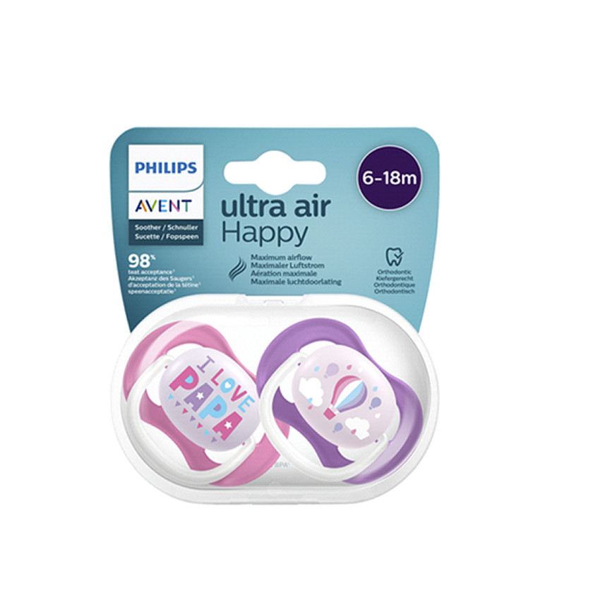 Sucette Ultra Air 6-18M Rose/Mauve - 2 pièces 