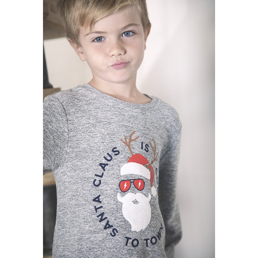 Pyjama en jersey épais print père Noël pour enfant garçon 