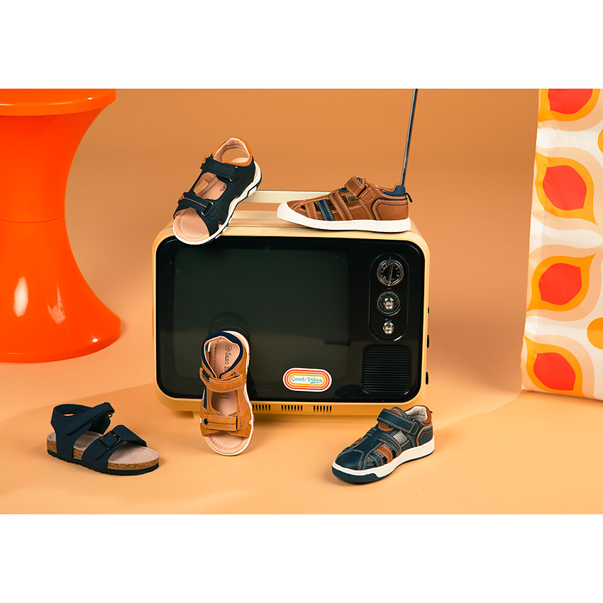 Sandalen met leder effect en klittenband voor jongens 