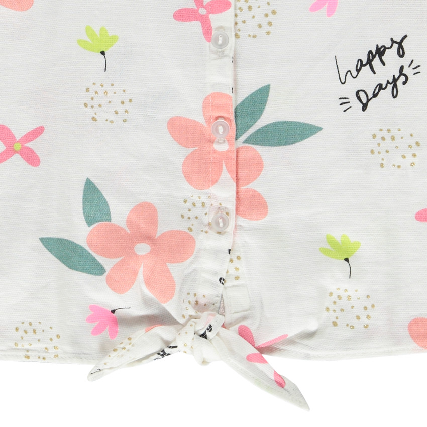 Chemise manches courtes à nouer imprimé fantaisie pour fille 