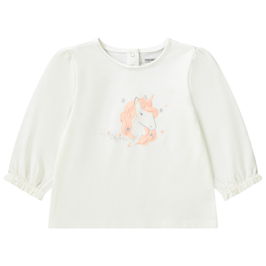 T-shirt lange mouwen print eenhoorn voor baby meisje 