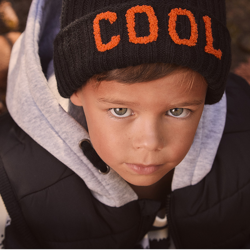 Bonnet côtelé et brodé Cool en bouclettes 3D pour garçon 