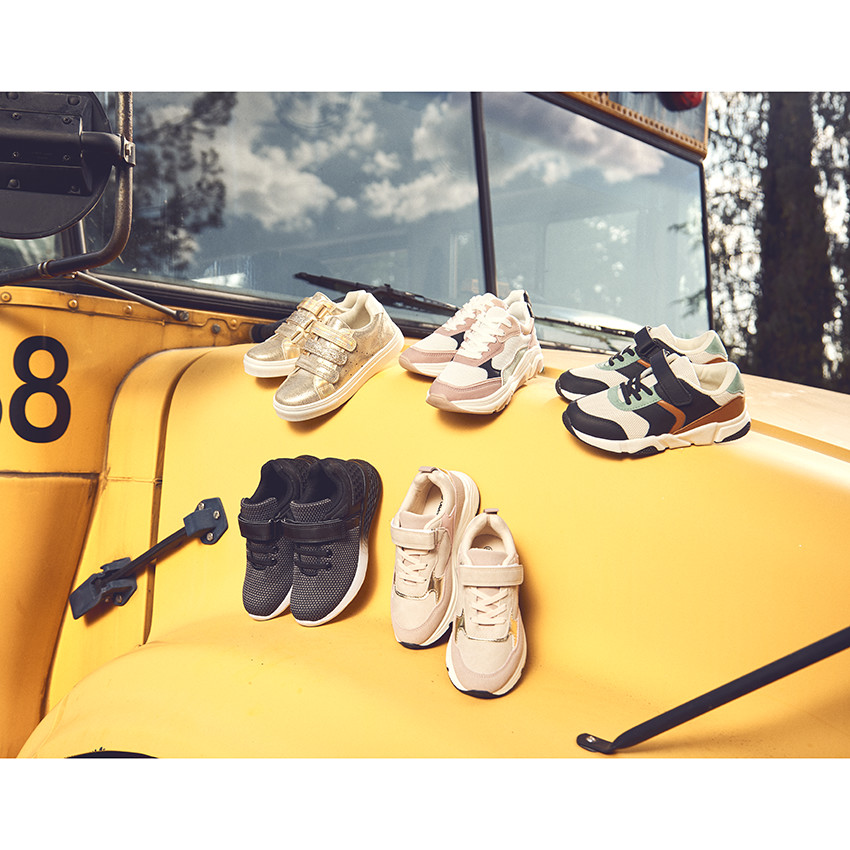 Lage gouden sneakers met iriserend en pailletten effect voor meisjes 