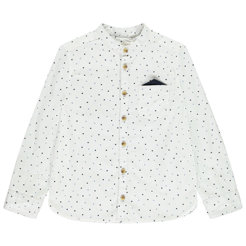 Chemise manches longues imprimé carrés + mouchoir pour garçon 