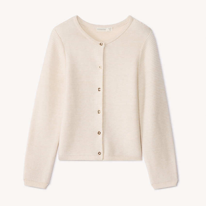 Gilet manches longues en tricot uni pour fille  