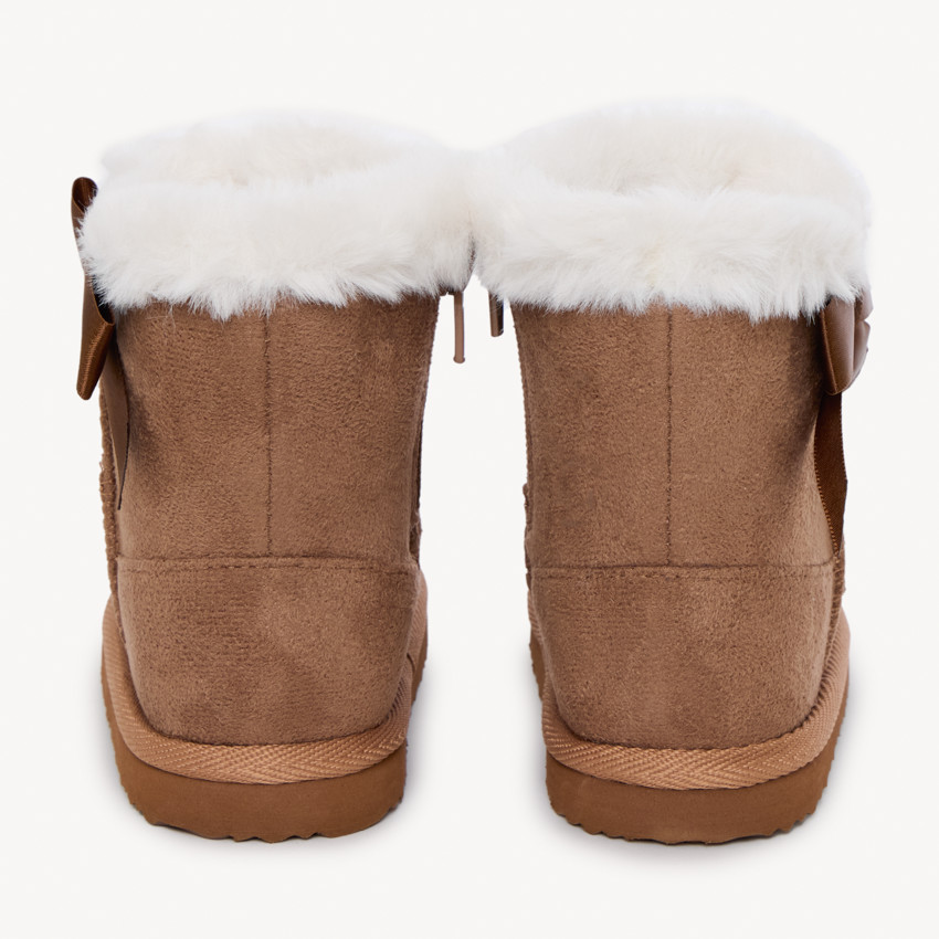 Bottes fourrées effet daim avec nœud pour fille 