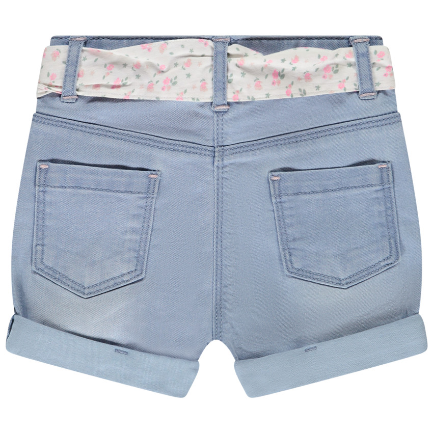 Short in denim met borduursel en strikceintuur voor meisjes 