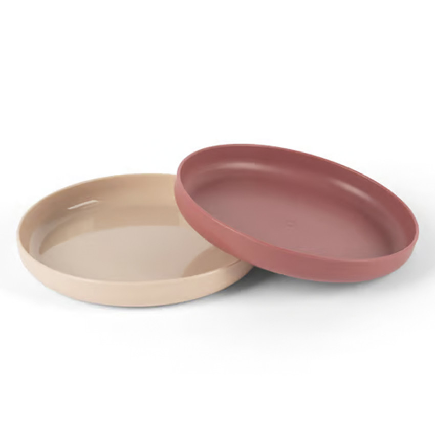 Set de 2 assiettes Tiny Bioplastique – Beige/Rouge 