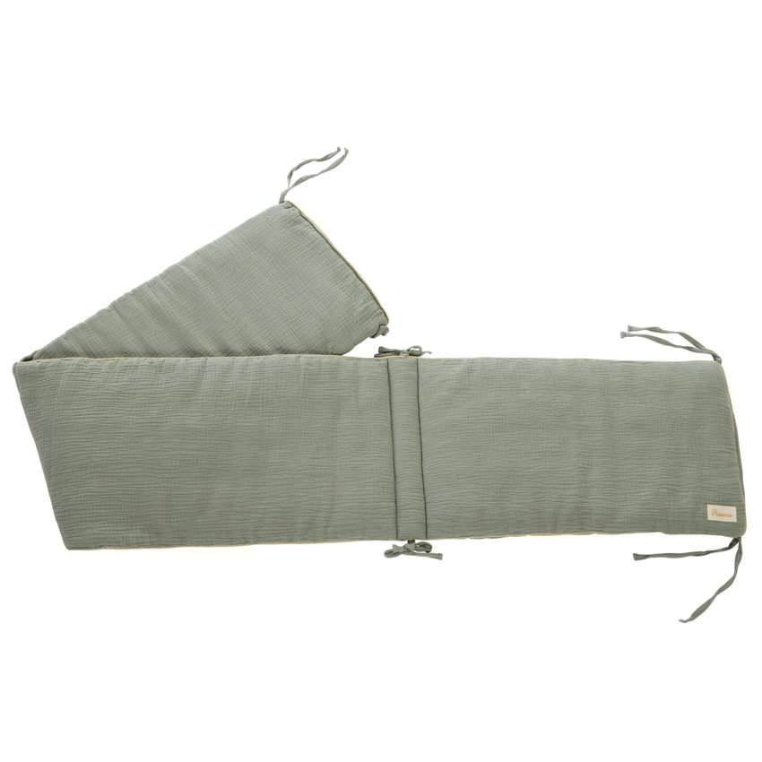 Bedhek 3 panelen van katoen gaas in groen 