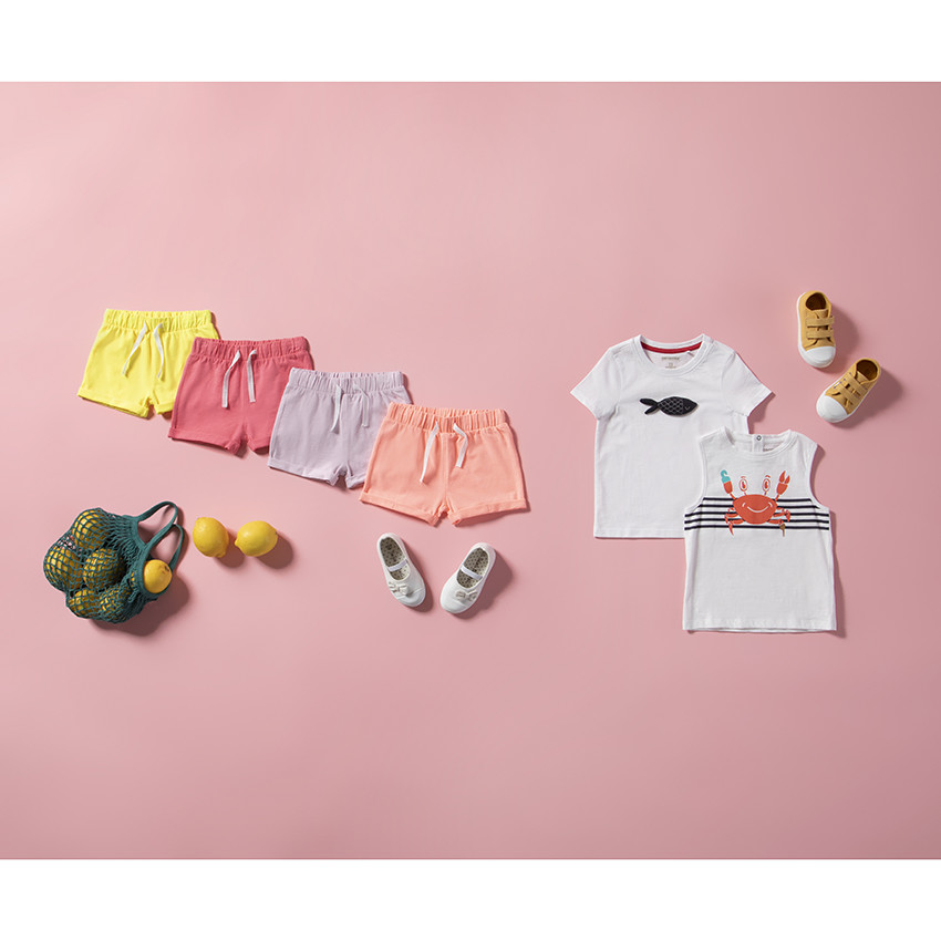 Short en molleton uni pour bébé fille 